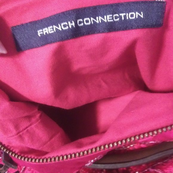 NWT French Connection silk  beaded handbag  gorgeous pink  Barbie core - Picture 5 of 16